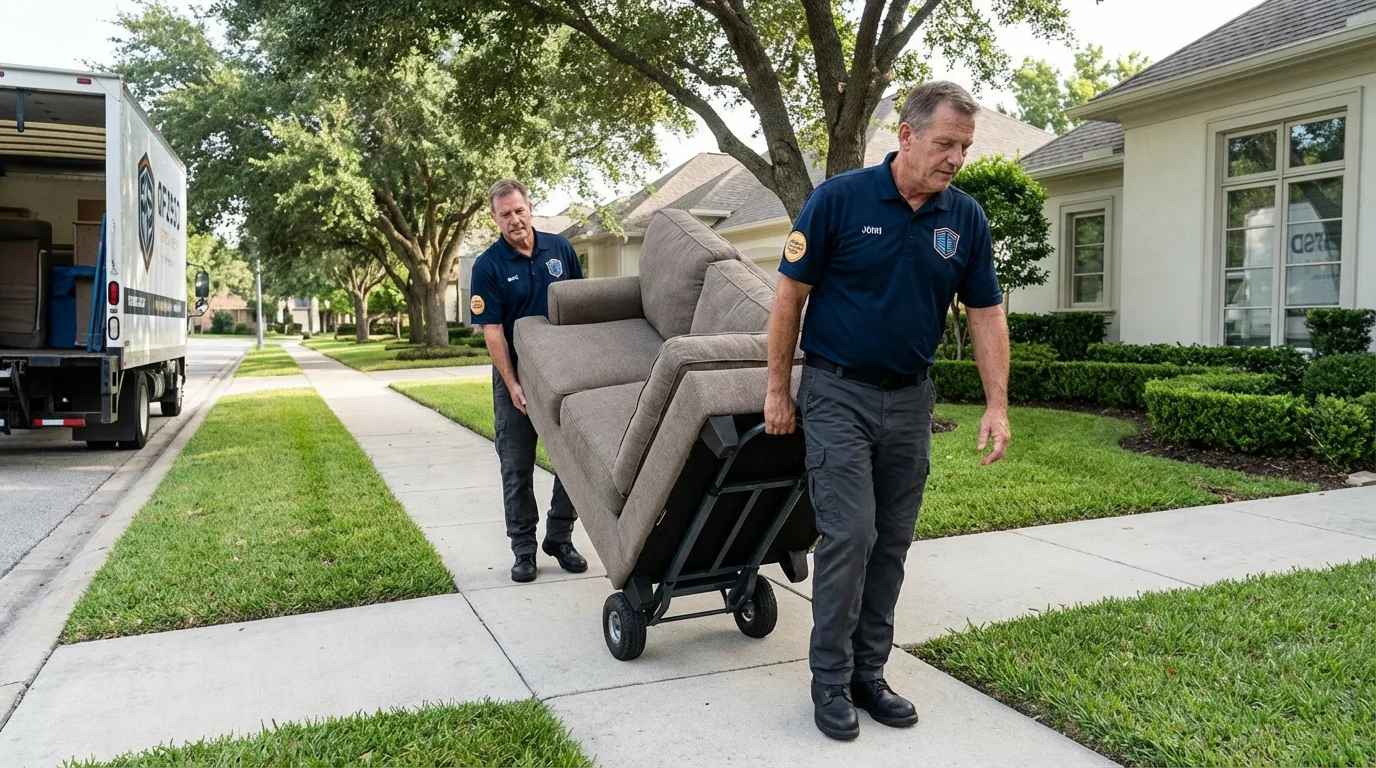 Local residential moving crew loading furniture in Greenfield, NH